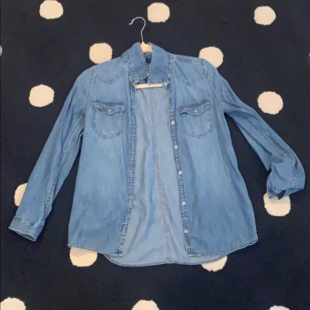 soft denim button down